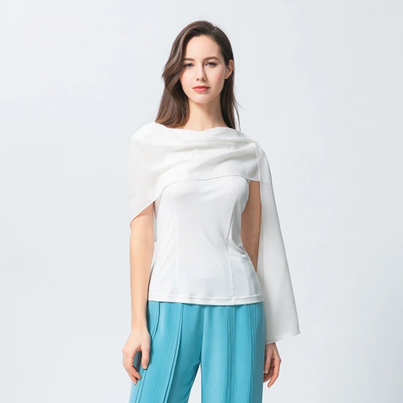 

Love High Street Knitted Elastic White Silk Woman Tshirts Georgette Shawl Cross Strap Backless Skinny Elegant Y2k Tops BY029