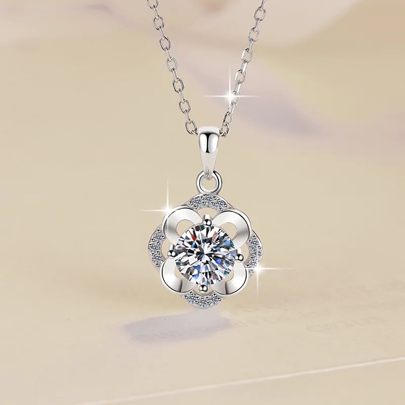 

Изысканная модная цепочка на ключицы для женщин с муассанитом 1 карат, платина PT950 - 1 карат муассанит, платиновая цепочка, универсальная для офиса