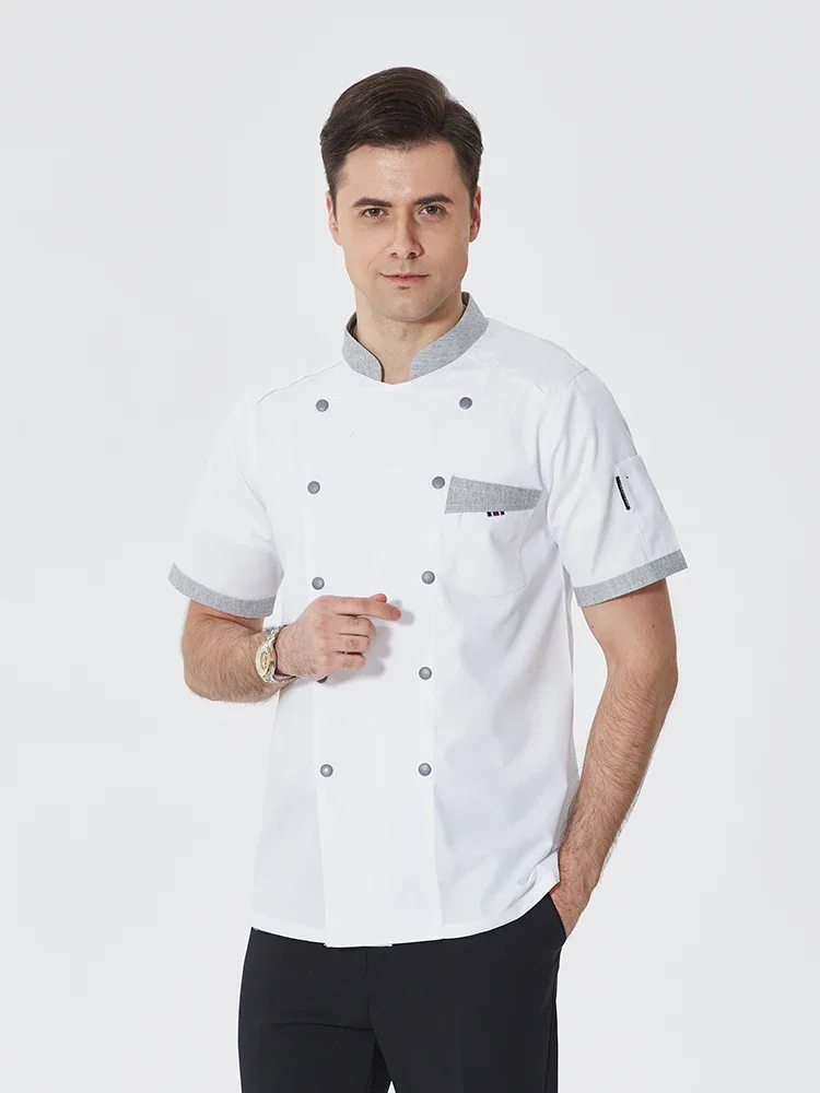 Униформа шеф-повара, топы для ресторанов и отелей, кухонная рубашка, куртка для готовки, рабочая одежда для пекарни и официанта, Мужская Рабочая одежда для столовой