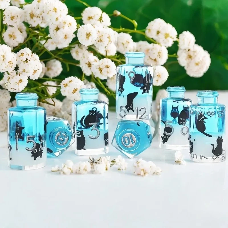 

Набор разноцветных кубиков DND из смолы для ролевых игр, 7-компонентные блестящие многогранные кубики для подземелий и драконов TRPG, идеальный подарок для геймера