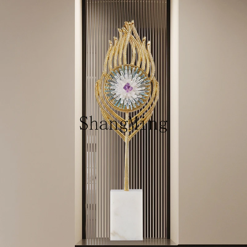 

ZYY Entrance Entrance Feather Large Ornament Living Room Light Luxury TV Cabinet Floor High-end Decoration