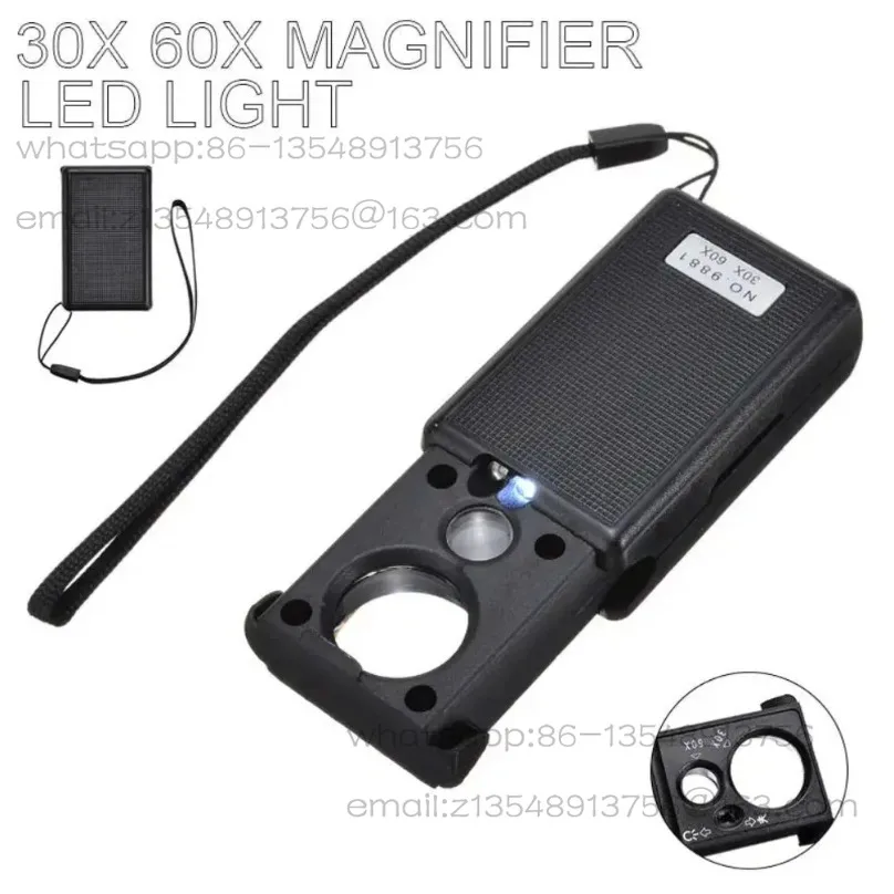 Pull‑out LED Magnifier 30X 60X Dual Magnification Portable Loupe for IC Chip Jewelry Currency Detecting Identification