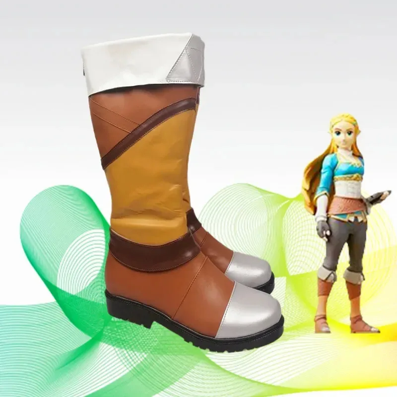 2025 RealCos Game Zelda Princess Cosplay أحذية طويلة مستقيمة أحذية عالية الكعب ملحقات الهالوين