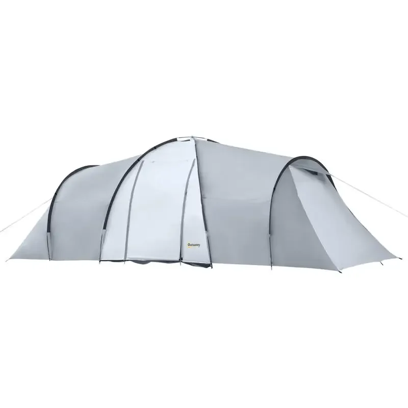 Tente de camping familiale 4-6 personnes, tente dôme 2 chambres, 1 séjour et 1 auvent, protection UV, imperméable 2000 mm, multicolore
