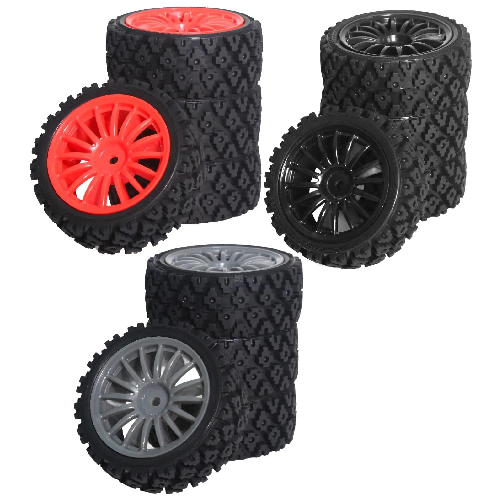 4 Pieces Wheel Rim Tire Upgrade RC Wear Resist Professional 1/10 RC Rally Car for XV01 XV02 DIY Accessory Trucks Crawler