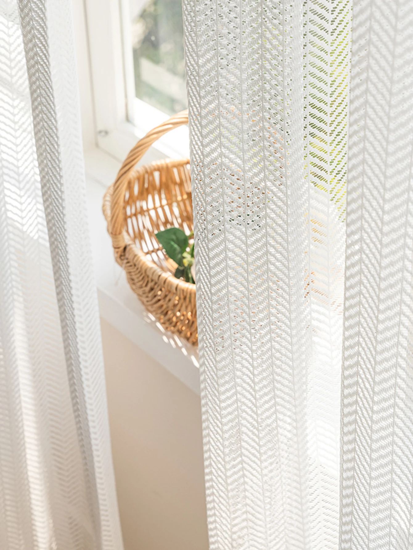 Herringbone pattern jacquard top-grade white yarn simple modern luxury window screen curtain