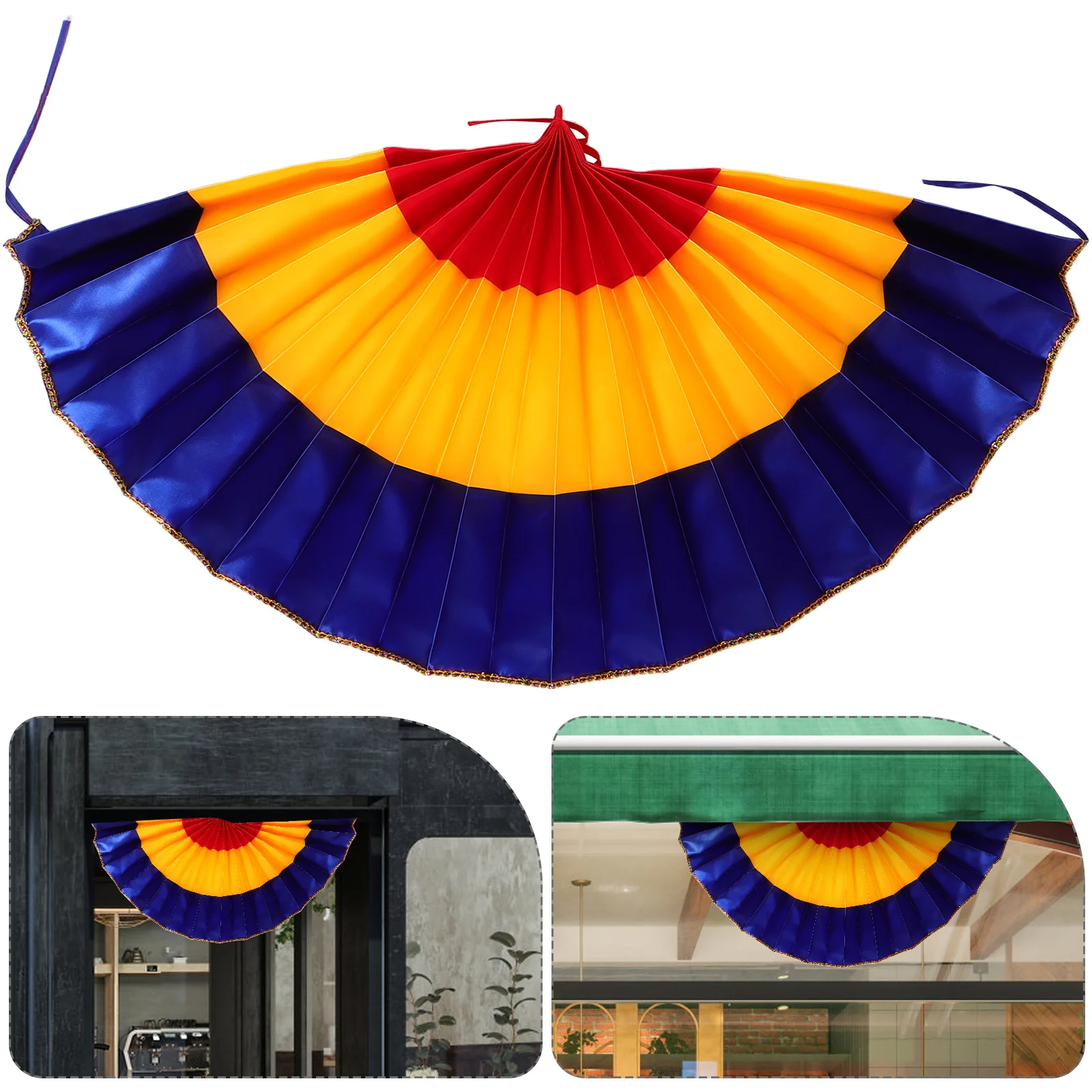 

Korean Decor Fans Hanging Ornament for Store Decorative Props Yellow Party Decoration Crafts