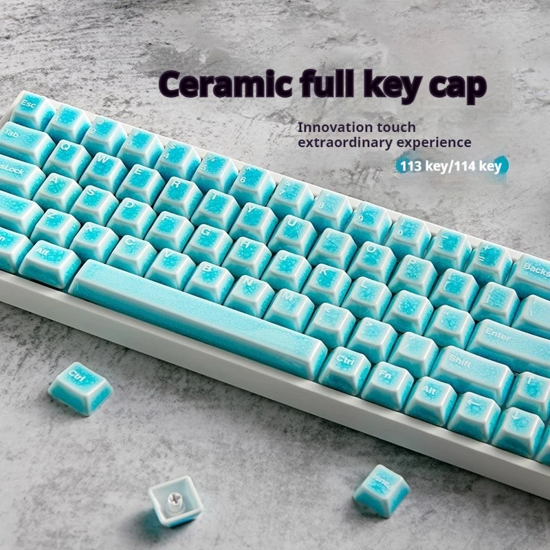 Ceramic Keycaps Crackle Translucent Mechanical Keyboard Original Height 114 Keys Glazed Cross HIFI Gift Customization Wipeable