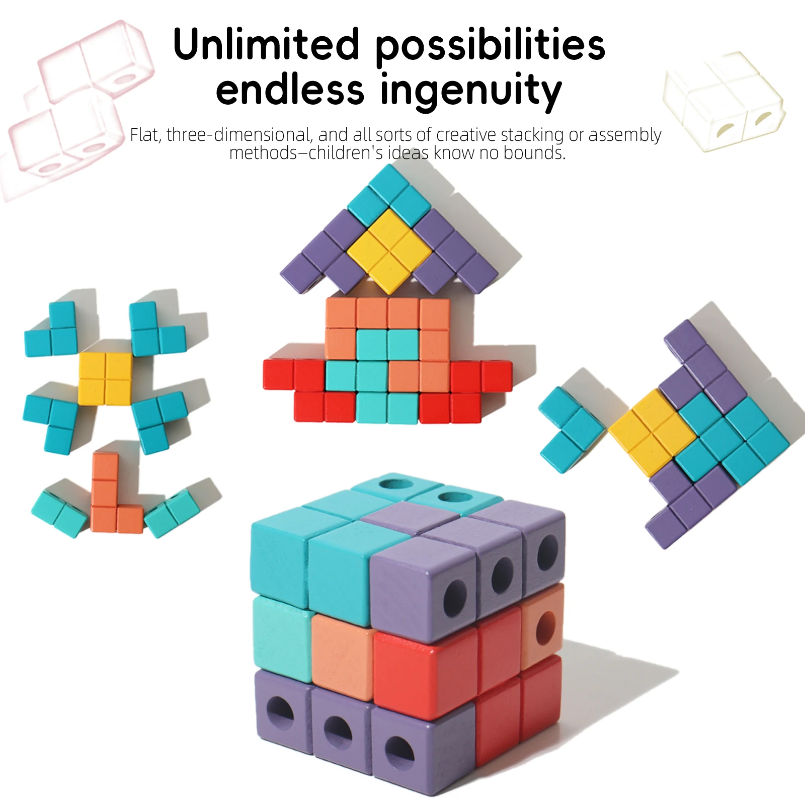 Multifunktionale russische Bausteine aus Holz, Feinmotorik, Eltern-Interaktion und Gehirnentwicklung, Spielzeug, frühes Lerngeschenk