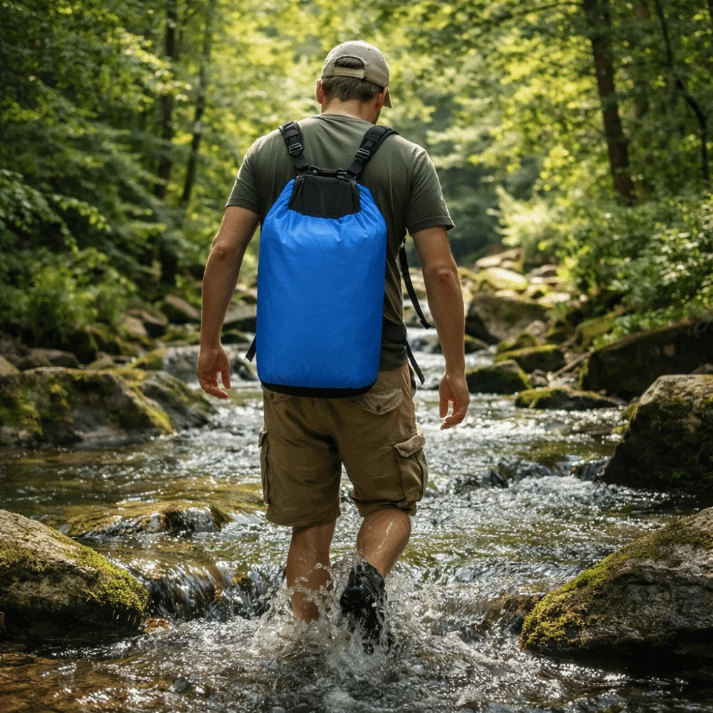 Practical 15/20 L Drifting Bag Lightweight Large-Capacity Swimming Bucket Bag Waterproof Foldable Beach Backpack Gym