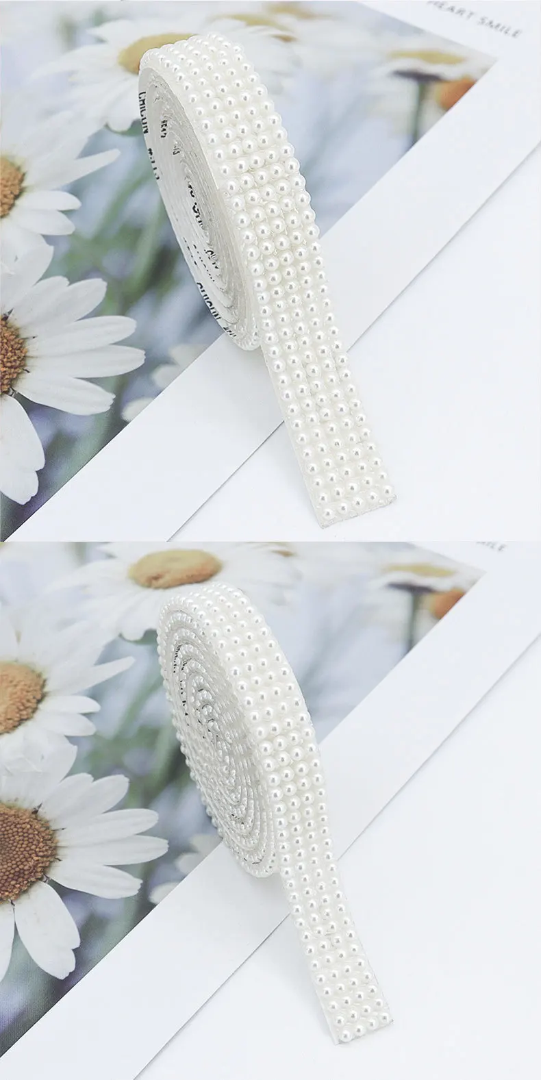 10 Yards Perlenstreifen Band Selbstklebendes Klebeband Künstliche Perle Wrap Roll Aufkleber Perlenbesatz DIY Handwerk Hochzeit Party Dekor – Detail 7