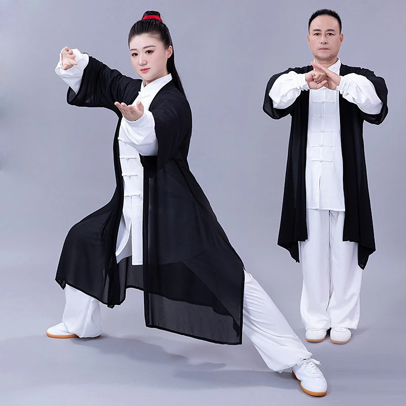 Unisex Red Tai Chi Suit Shawl Collar Martial Arts Performance Wear Stage Costume for Adults