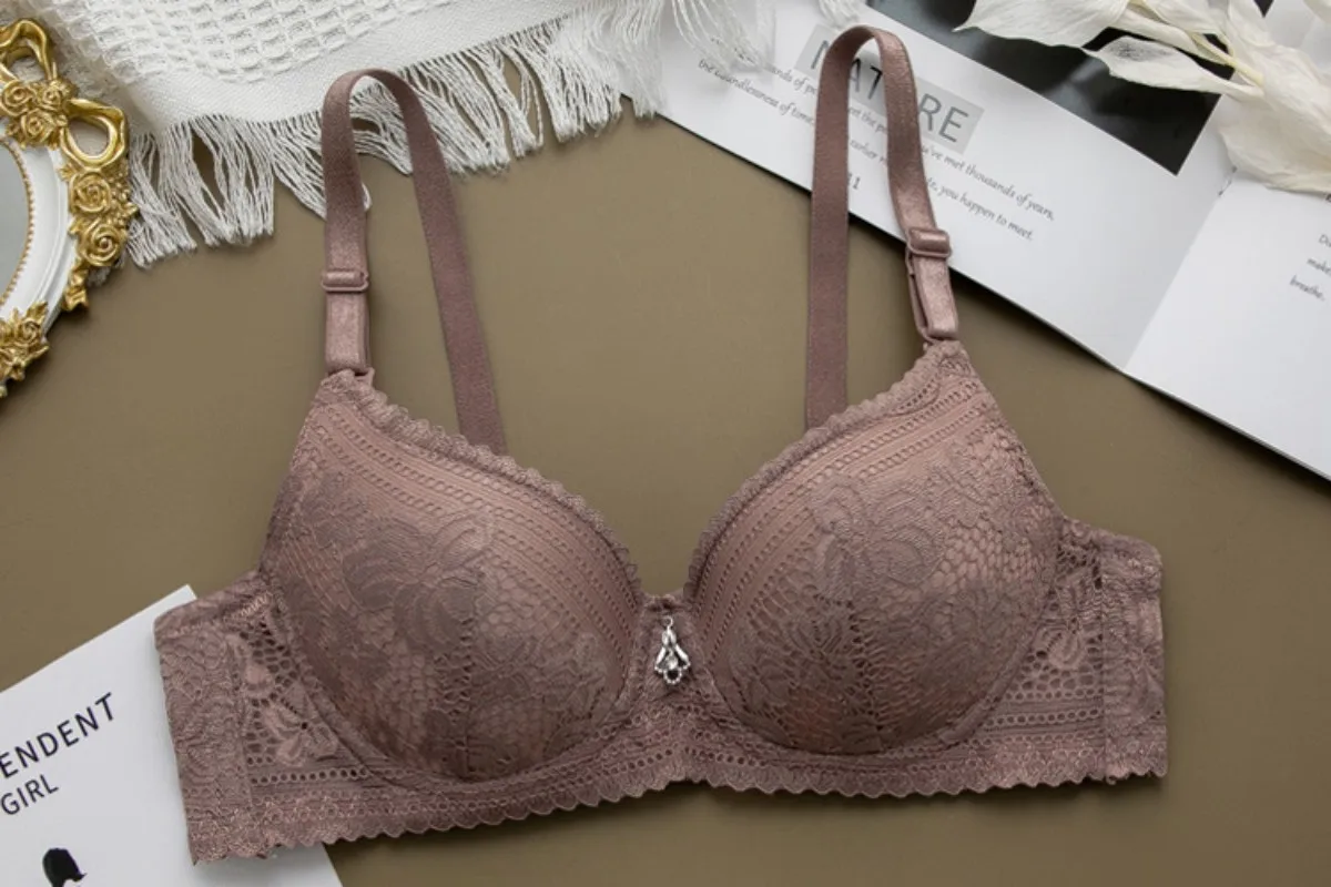 Small Chest Underwire Bra Gathering Anti-Sagging Underwear Women\'s Sense Lace Bra Adjustable Type Soft And Breathable Bras