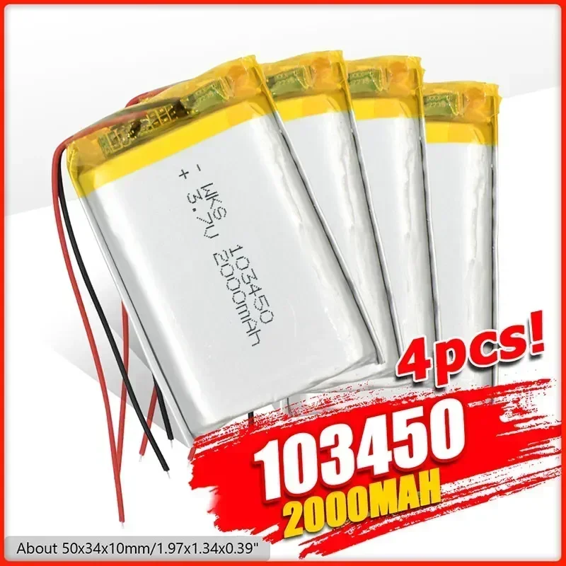 UA 103450 2000mAh 3.7V Lipo Polymer Lithium Rechargeable Battery For GPS MP5 Bluetooth Speaker headset camera e-book