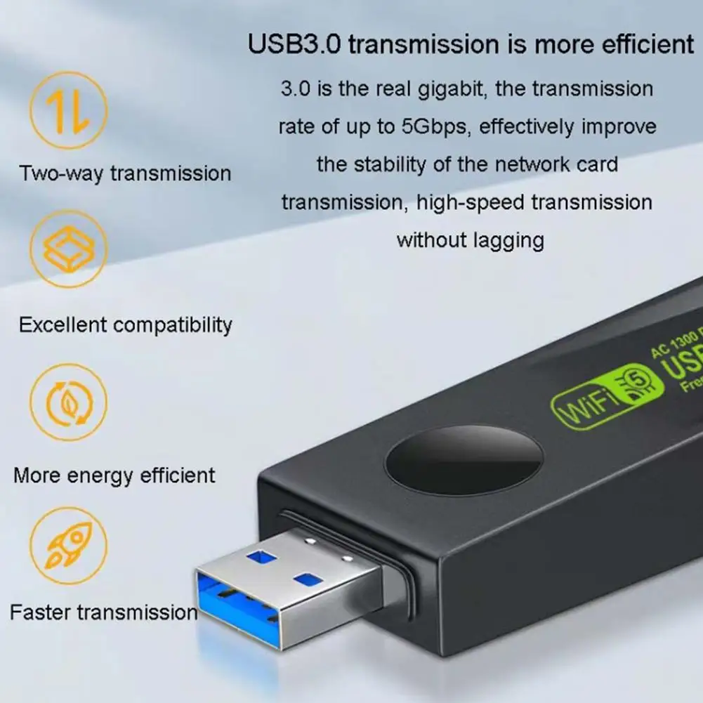 Wi-Fi USB адаптер мини портативный двухдиапазонный 2,4G/5 ГГц Wi-Fi сетевой адаптер приемник для ноутбука ПК Windows 7/8/8.1/10/11