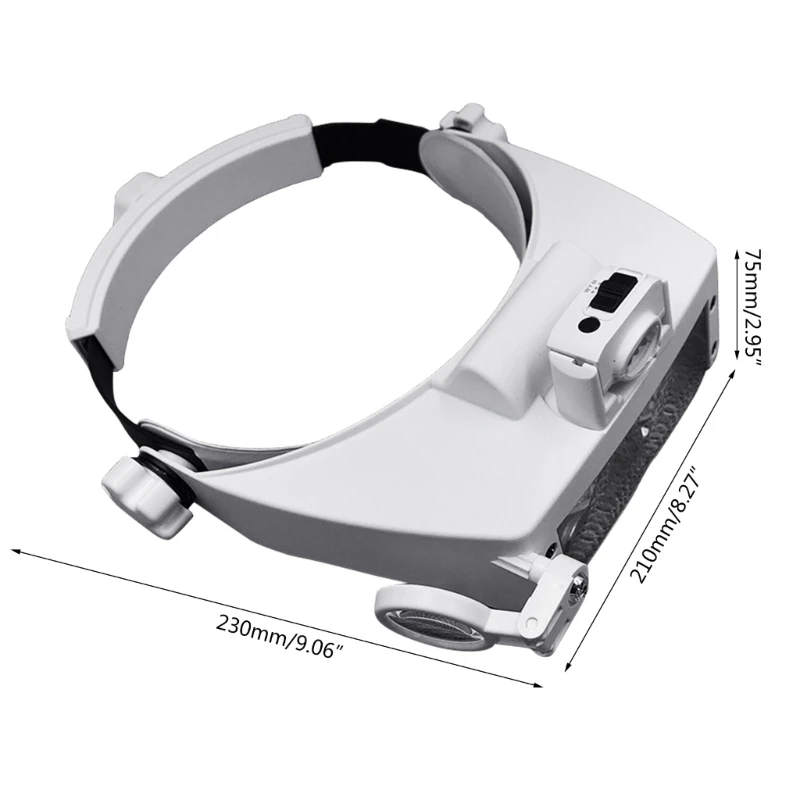 1.5X 3X 9.5X 11X Headband Magnifier, Head Mount  Glass with LED Light for Close Work Jewelers Loupe