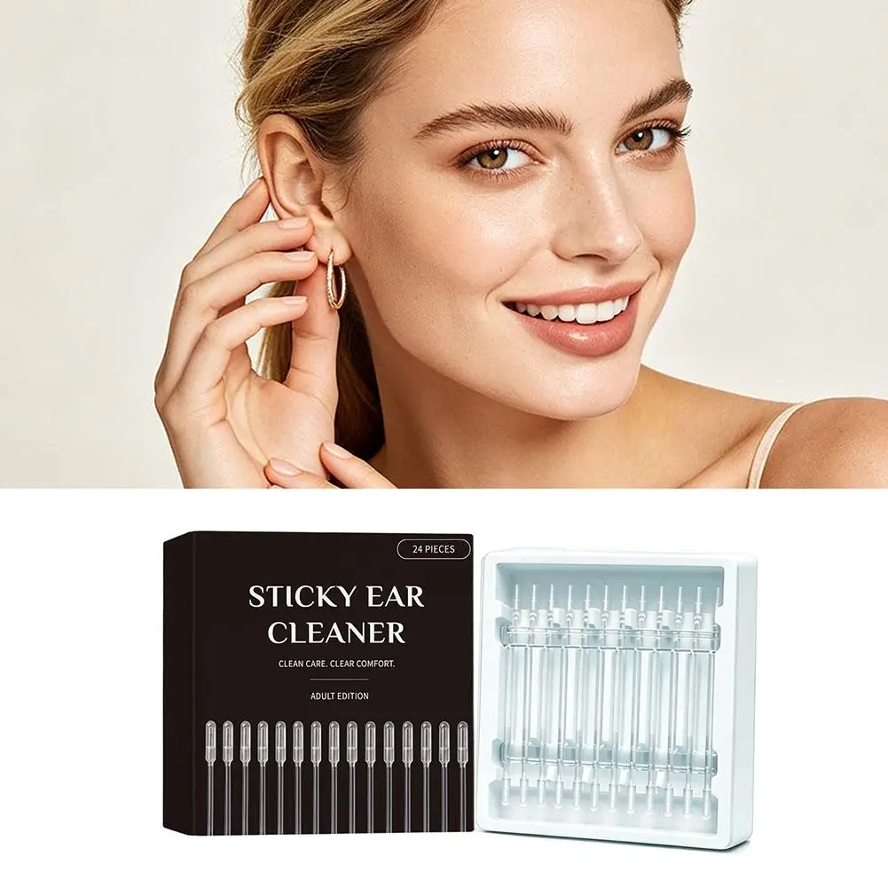 Comfortable Portable Daily Ear Care 24 Pieces Sticky Ear Cleaner Clear Adult Edition Earwax Remover Clean Ear Canal Earwax Tools