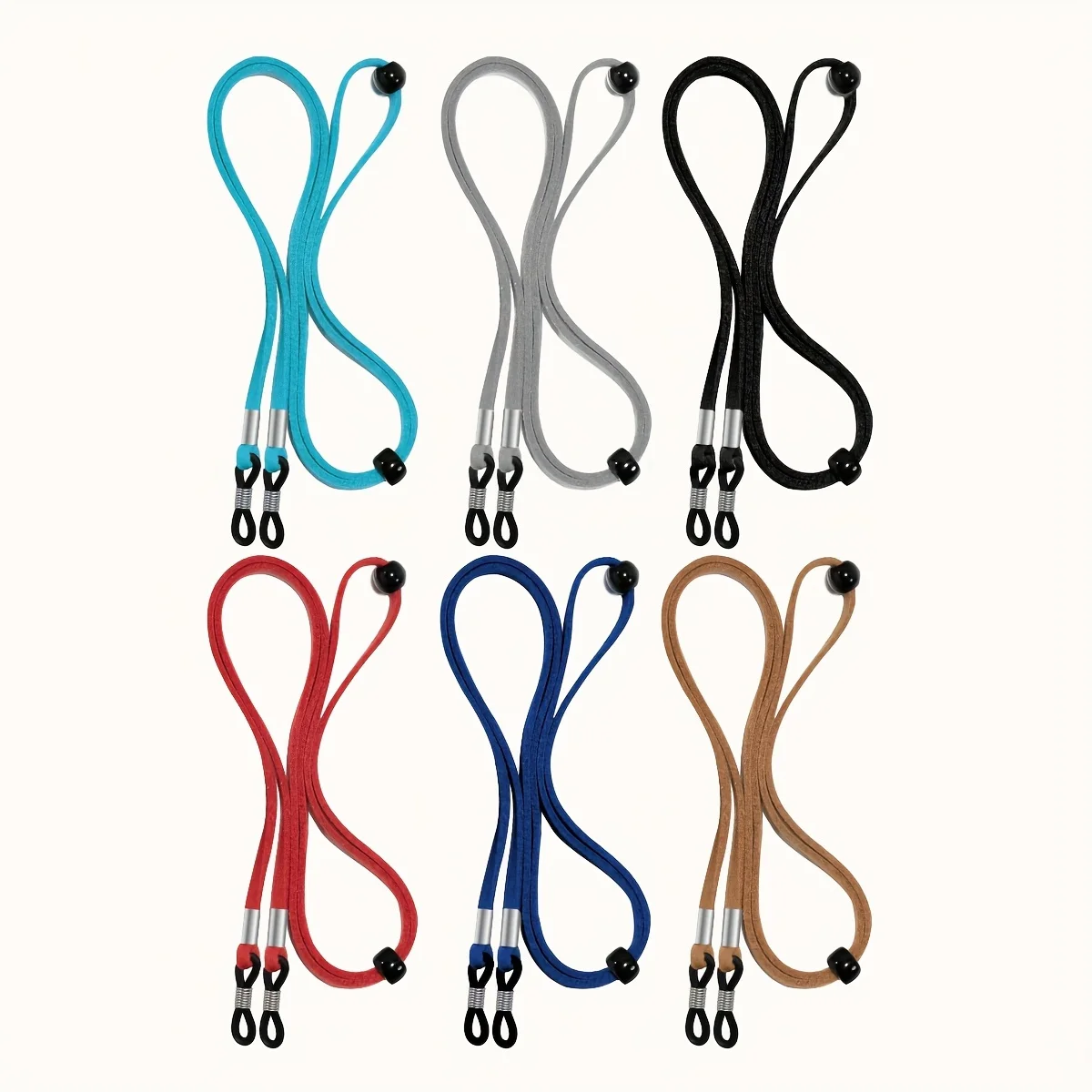 

6-компонентная разноцветная цепочка для очков, регулируемый спортивный ремешок для очков с защитой от потерь, подходящий для мужчин и женщин.