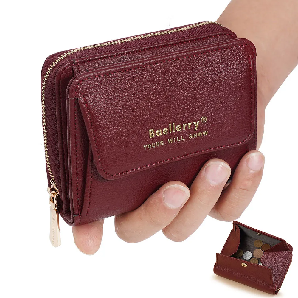 

New Large Capacity Organ Card Bag Women Zipper Wallets Short Card Clips Photo Holder Coin Pocket High Quality Female Purses