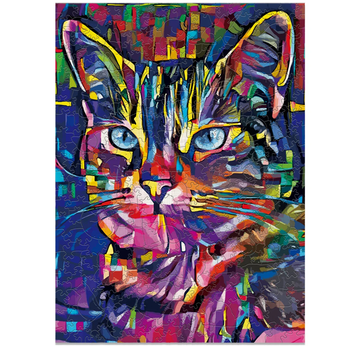 어린이를위한 나무 동물 직소 게임 성인 고품질 흥미로운 고양이 직사각형 나무 퍼즐 두뇌 트위스터 DIY 장난감