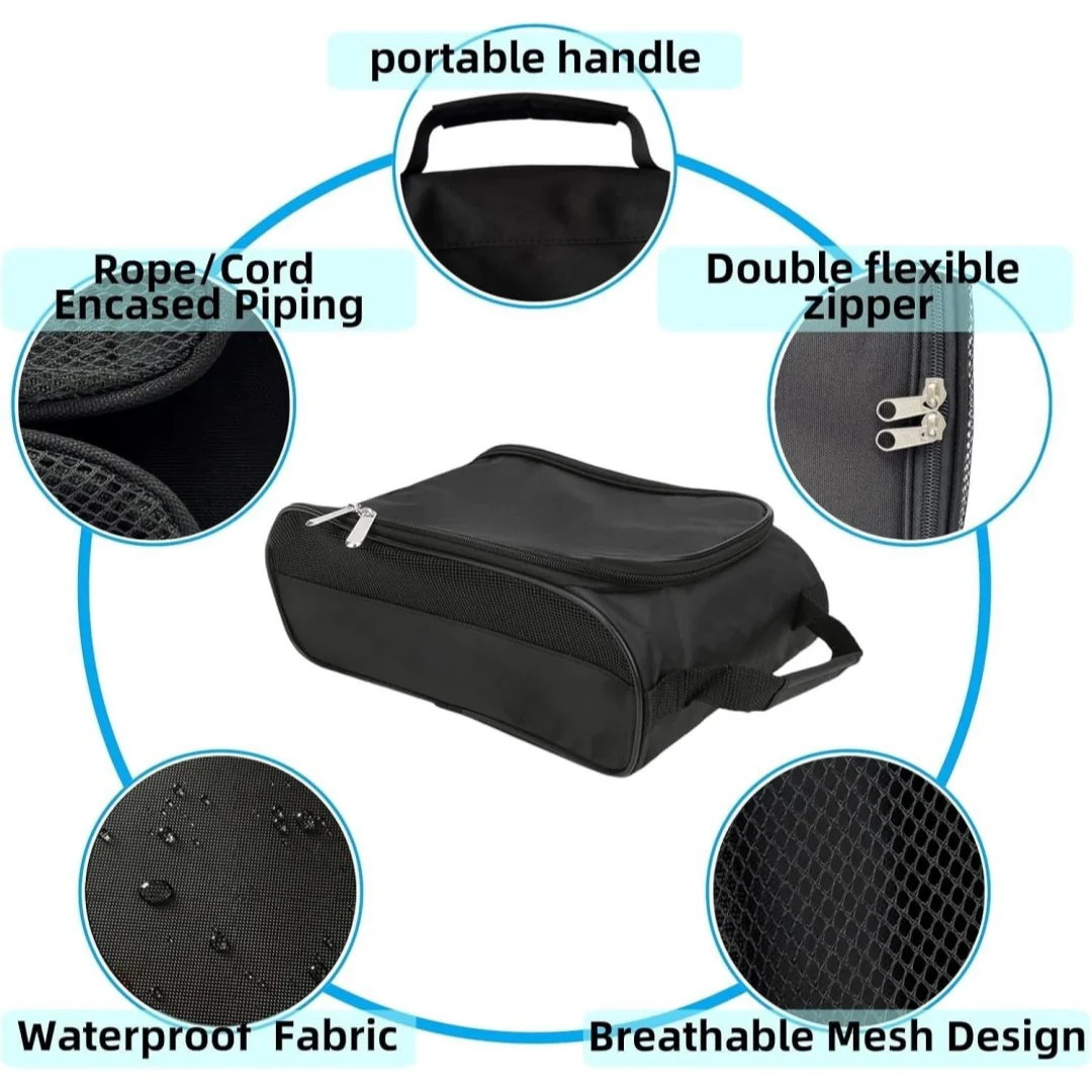Leichte Tragbare Oxford-Stoff Schuhtasche Atmungsaktive Staubdichte Handtasche für Golf Fußball Tennis Schuhe Aufbewahrungsorganizer – Detail 4