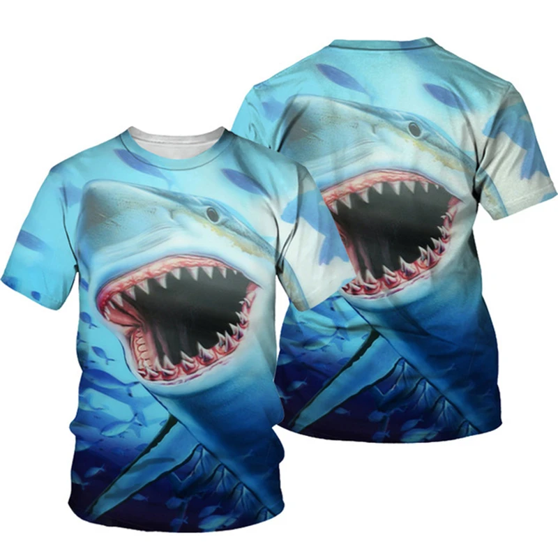 Shark 3D Print Men T-shirt Streetwear 2023 Summer Novel O Neck Short Sleeve Tees Tops 3D Style Male Clothes Casual T-shirts