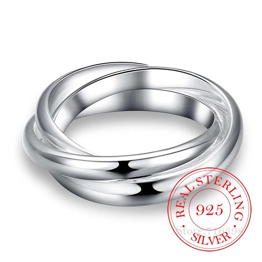 Three Circles Couple's Wedding Silver Rings for Women Men 925 Sterling Silver Jewelry New Beautiful Fashion Anel De Prata Bijoux