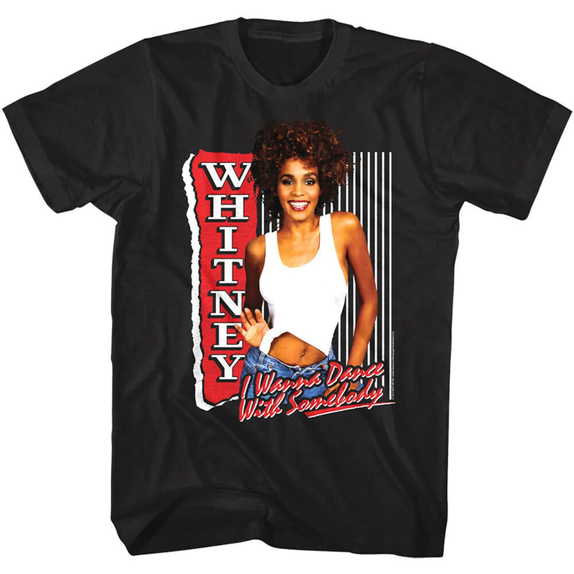 Whitney Houston Shirt I Wanna Dance With Somebody Poster Men's Graphic Tee Pop Music Concert Merch Vintage Style TShirt