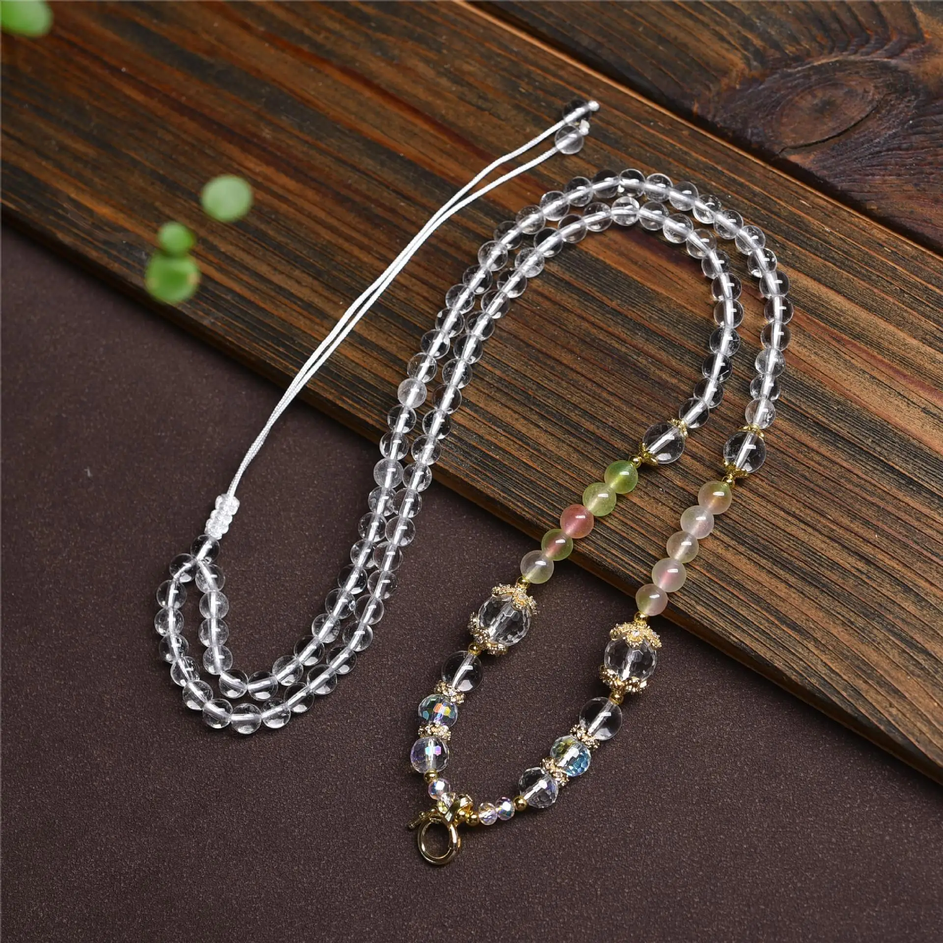 

Natural White Crystal DIY Pendant Hanging Bead Chain Tibetan Ethnic Style Woven Rope Adjustable Lucky Jewelry