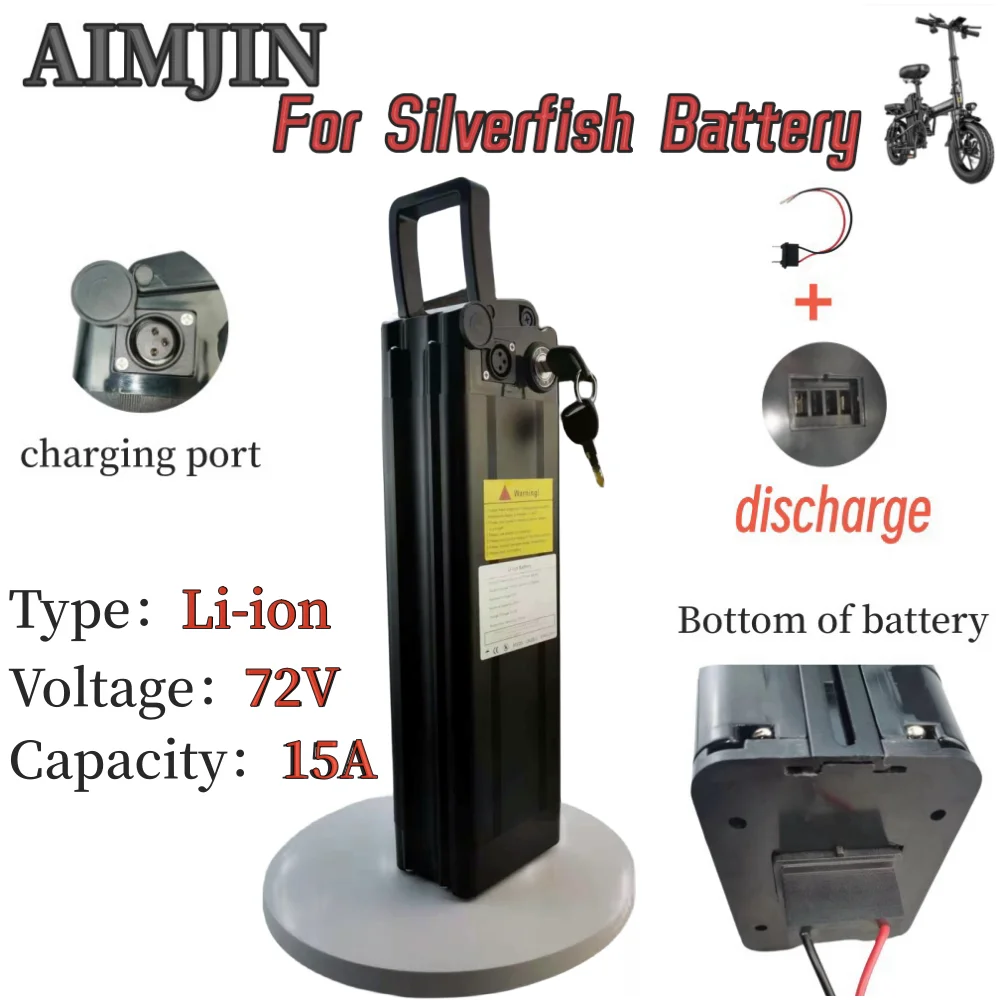 

72V 15Ah 1080Wh foldable electric bicycle lithium-ion battery, suitable for Silver Fish electric bicycle batteries