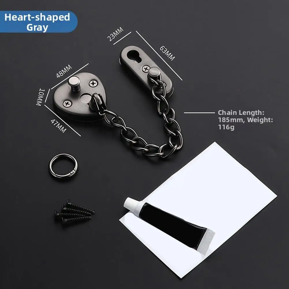 Stainless Steel Door Chain Lock No Drill Installation for Hotel Room Home Security and Interior Door Reinforcement