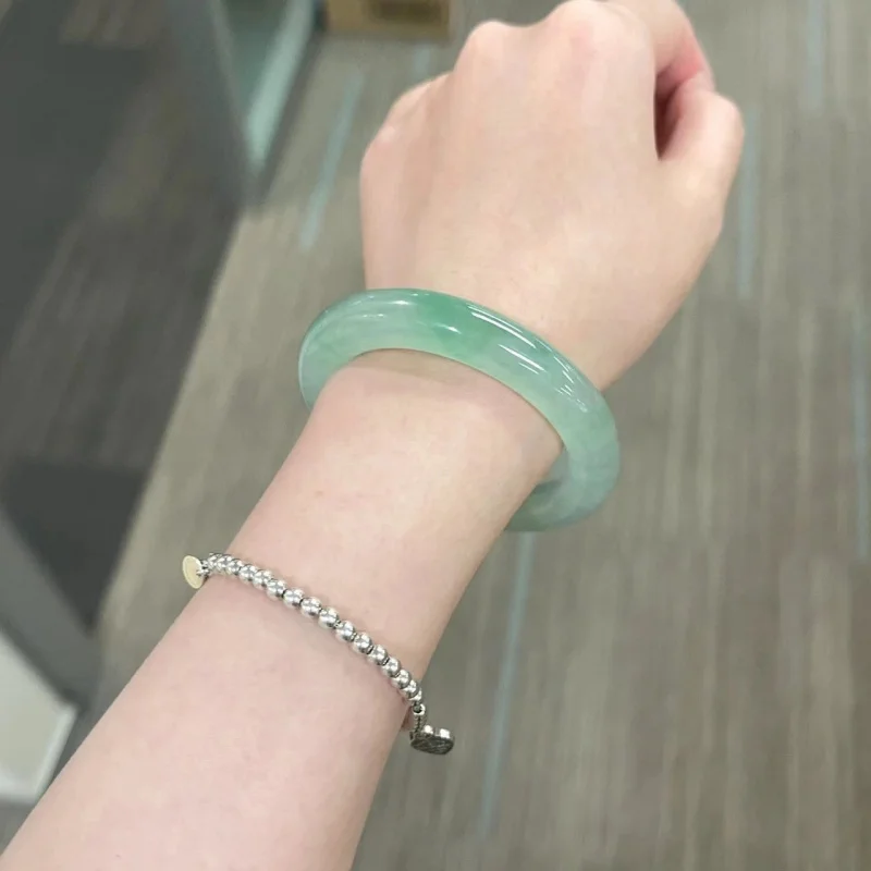 

Браслет из старинного мьянманского жадеита, солнечного жадеита, императорского жадеита, с обычным круглым узором, ледяного воскового зеленого цвета