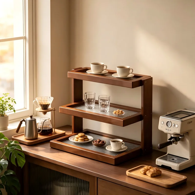 2/3 Tiers Desktop Cup Storage Rack Organizer - Countertop Tea Coffee Mug Holder Stand for Home Kitchen and Office Use