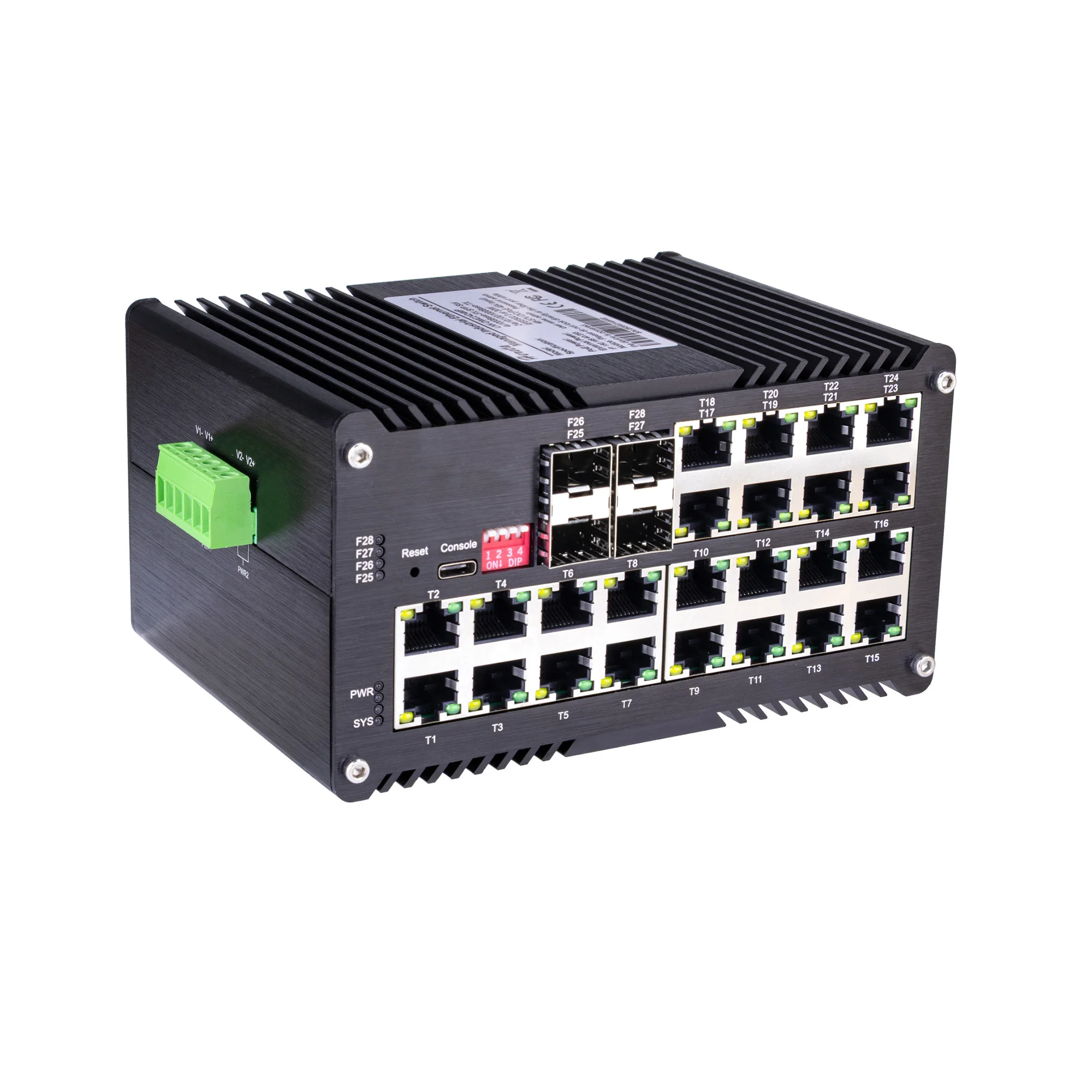Industrial L2 24-Port 802.3at PoE + 4-Port 1000X SFP Managed Gigabit PoE Ethernet Switch Web Management Fiber Din-Rail Mount