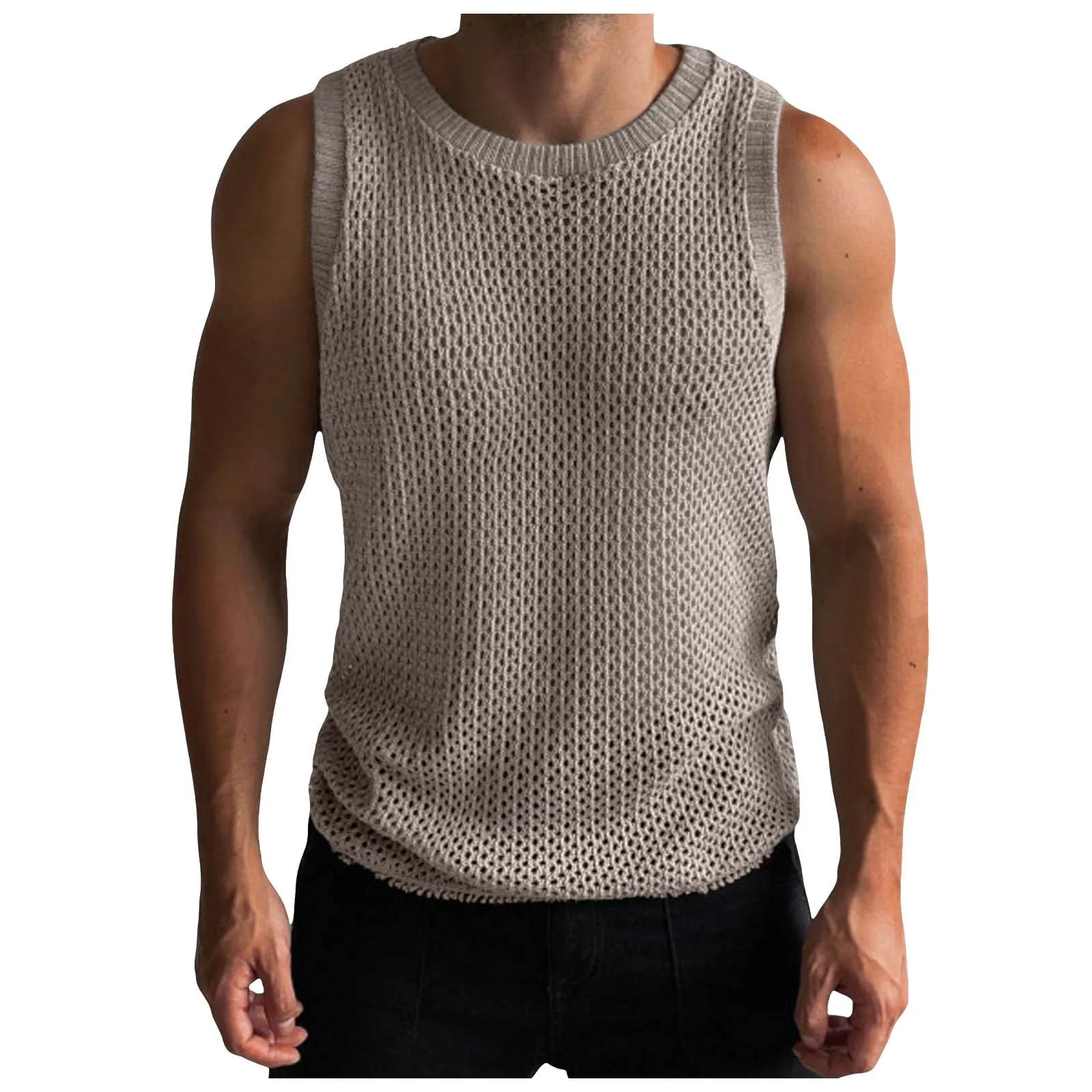 Sports Compression Tank Top For Boys Men'S Fishnet Mesh Tank Tops Sexy See Through Workout Vest Camisetas Sin Mangas Para Hombre