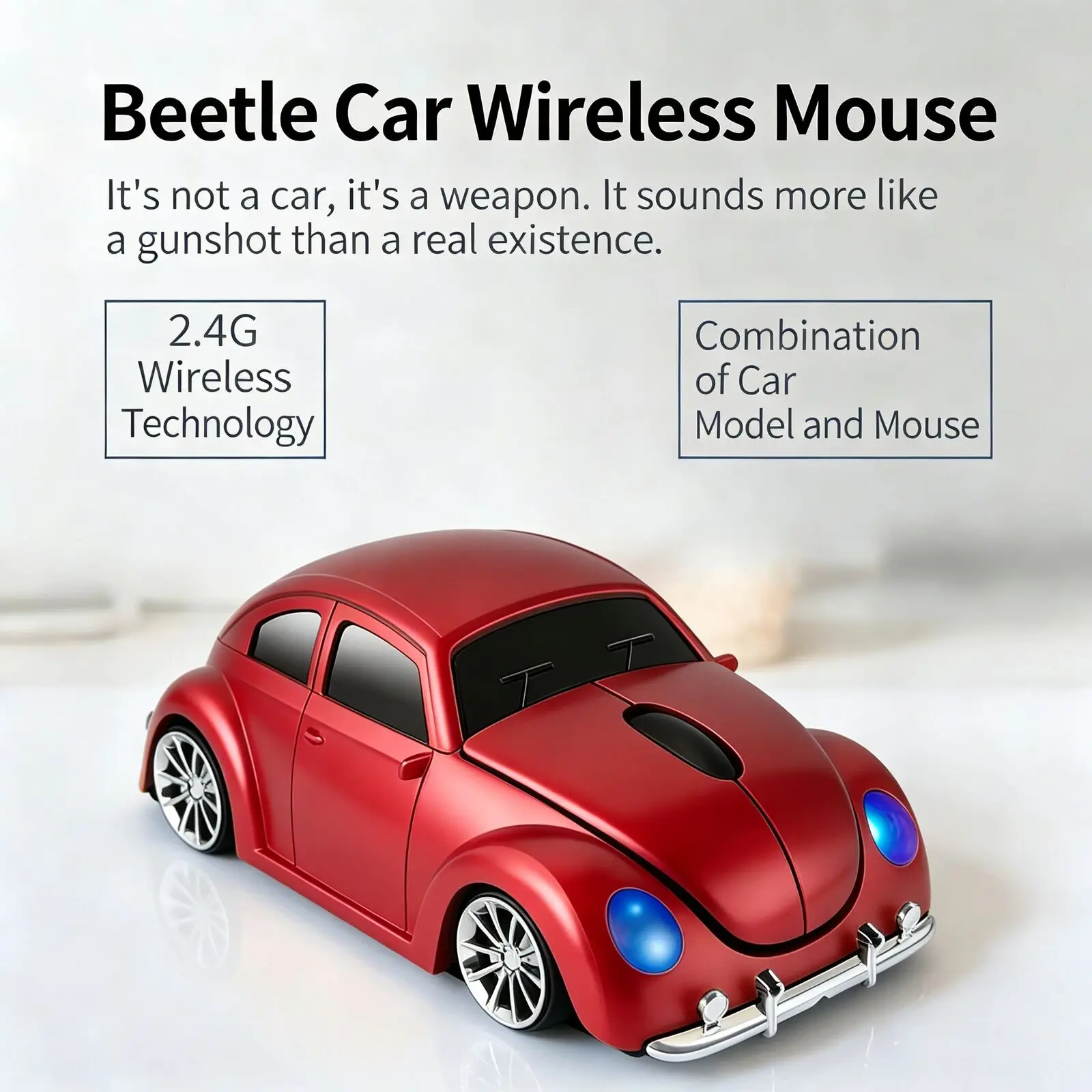 Cute VW Beetle Wireless Mouse 2.4G 1600 DPI