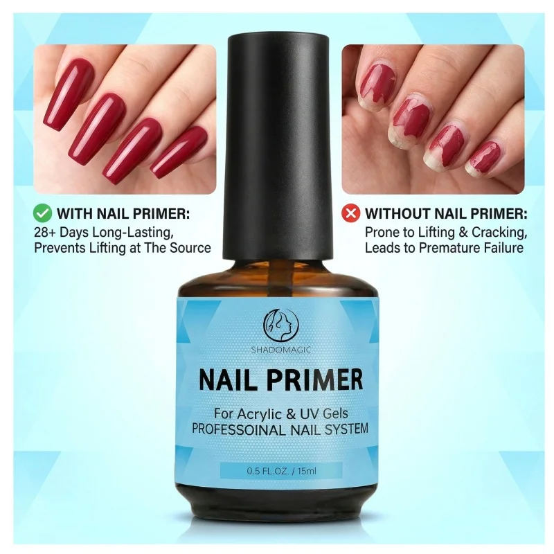 Primer para Unhas 15ml, Desidratador de Unhas, Não Necessita de Lâmpada para Secar, Secagem Natural, Longa Duração, Gel Funcional para Arte em Unhas
