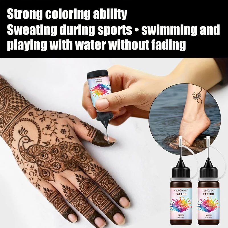 Long-Lasting Temporary Tattoo Inks And Stencils Kit,Freehand Painting Gel for Makeup Trend Party Tattoos Facial Painting Body