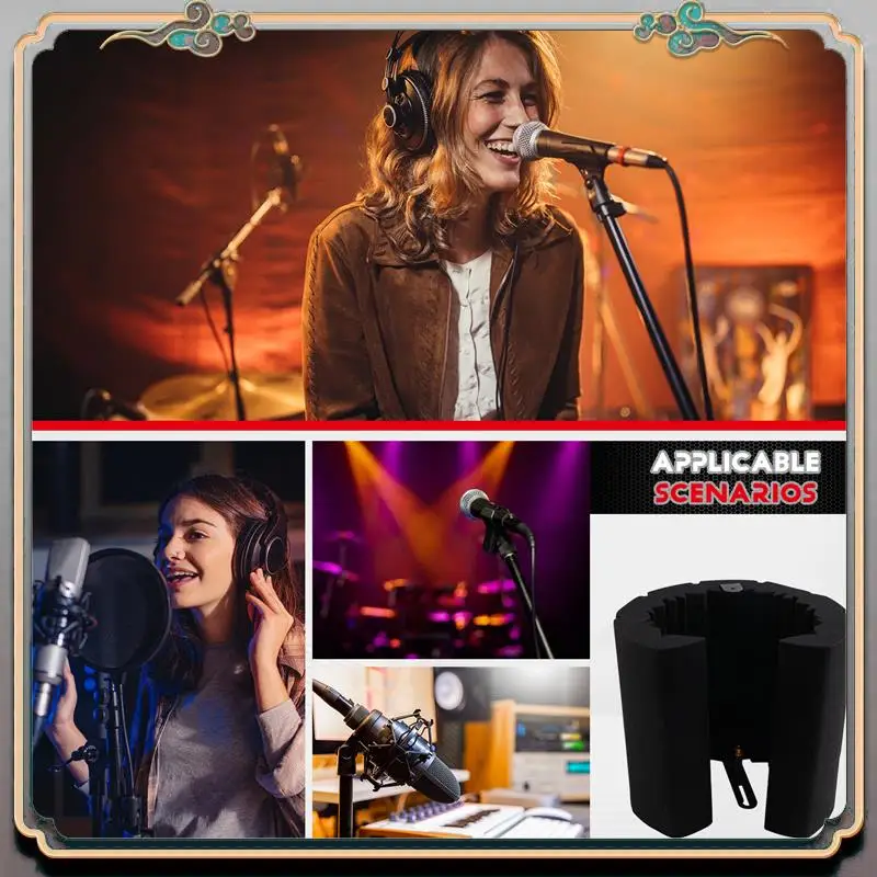 

A46M-Звукоизоляционный изолирующий экран для микрофона из губки, профессиональный студийный звукопоглощающий экран для микрофона