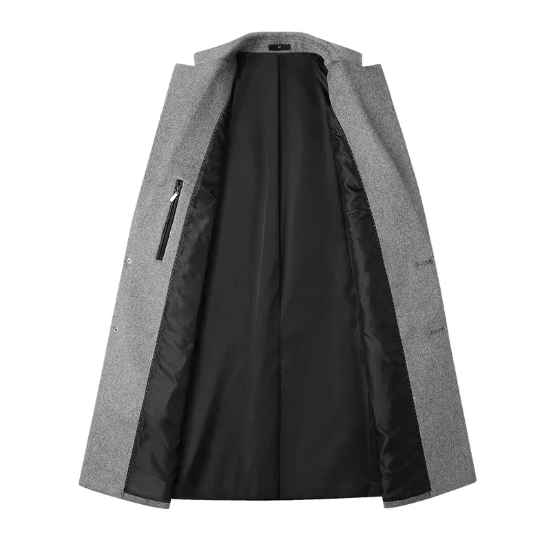 Wool content 51% Wool coat men\'s medium and long cashmere jacket youth slim suit collar woolen trench coat winter coat men