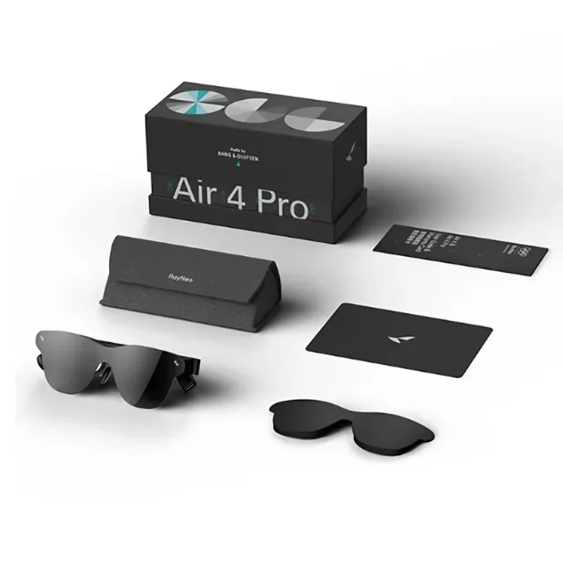 RayNeo Air 4 Pro Smart AR-bril, ondersteunt HDR10, 3840Hz, 4 speakers, 1200 Nits, Micro-OLED Dual-layer scherm, helderdere beeldkwaliteit.