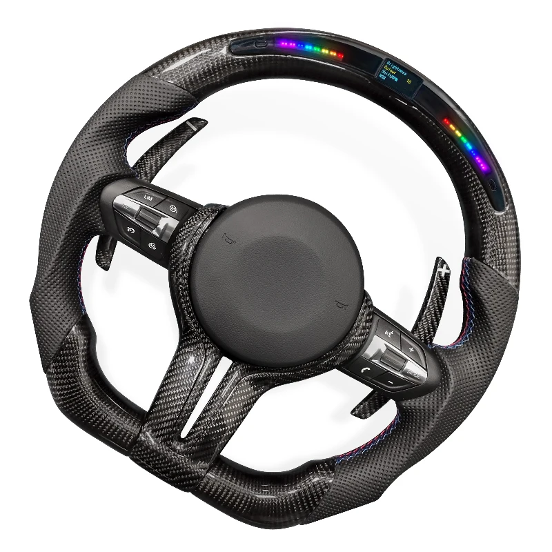 Carbon Fiber LED Style Car Steering Wheel For BMW M3 M6 F01 F02 F06 F07 F10 F11 F12 F14 F15 F16 F22 F30 F31 F32 F36 F80 F82 E90