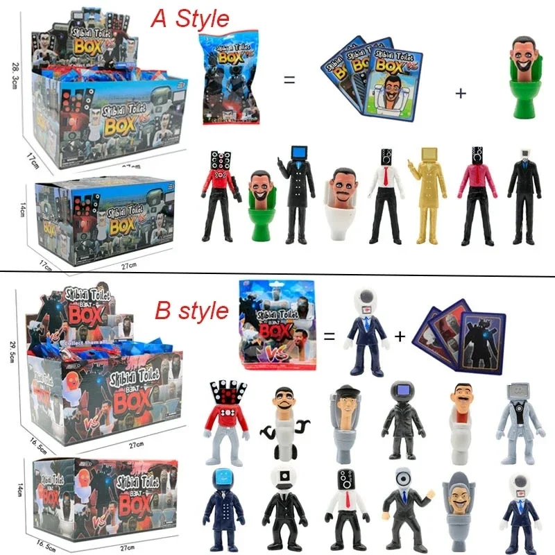 24Pack/Set Random Style Skibidi Toilet Figure With Card Toy Game Toilet Man VS Monitor Man Action FIgurine PVC Model Dolls Gifts