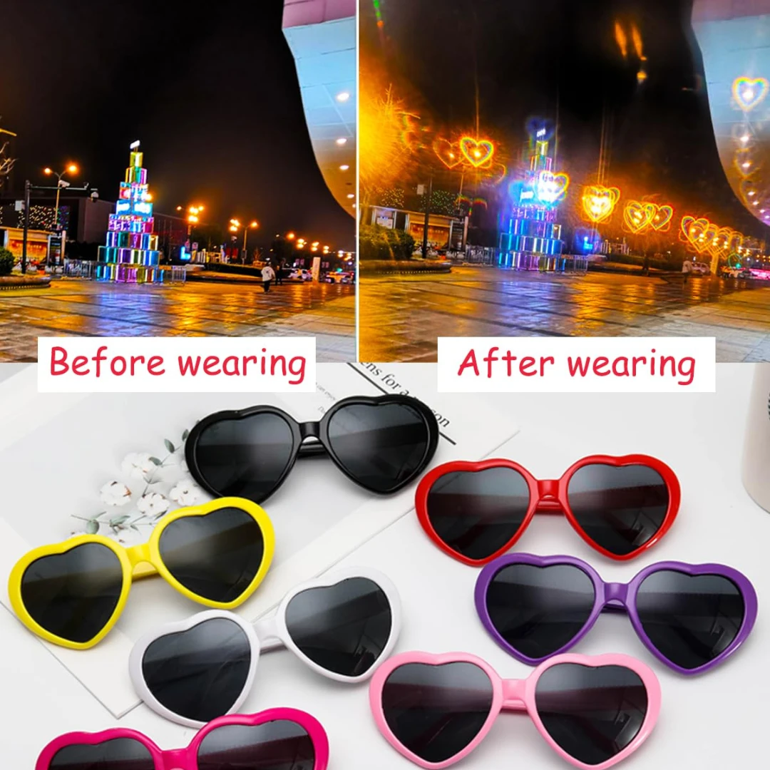 10-100PCS Heart Shaped Effects Glasses Love Diffraction Eyewear Light  Diffraction Sunglasses Rave Party Wedding Party Fireworks