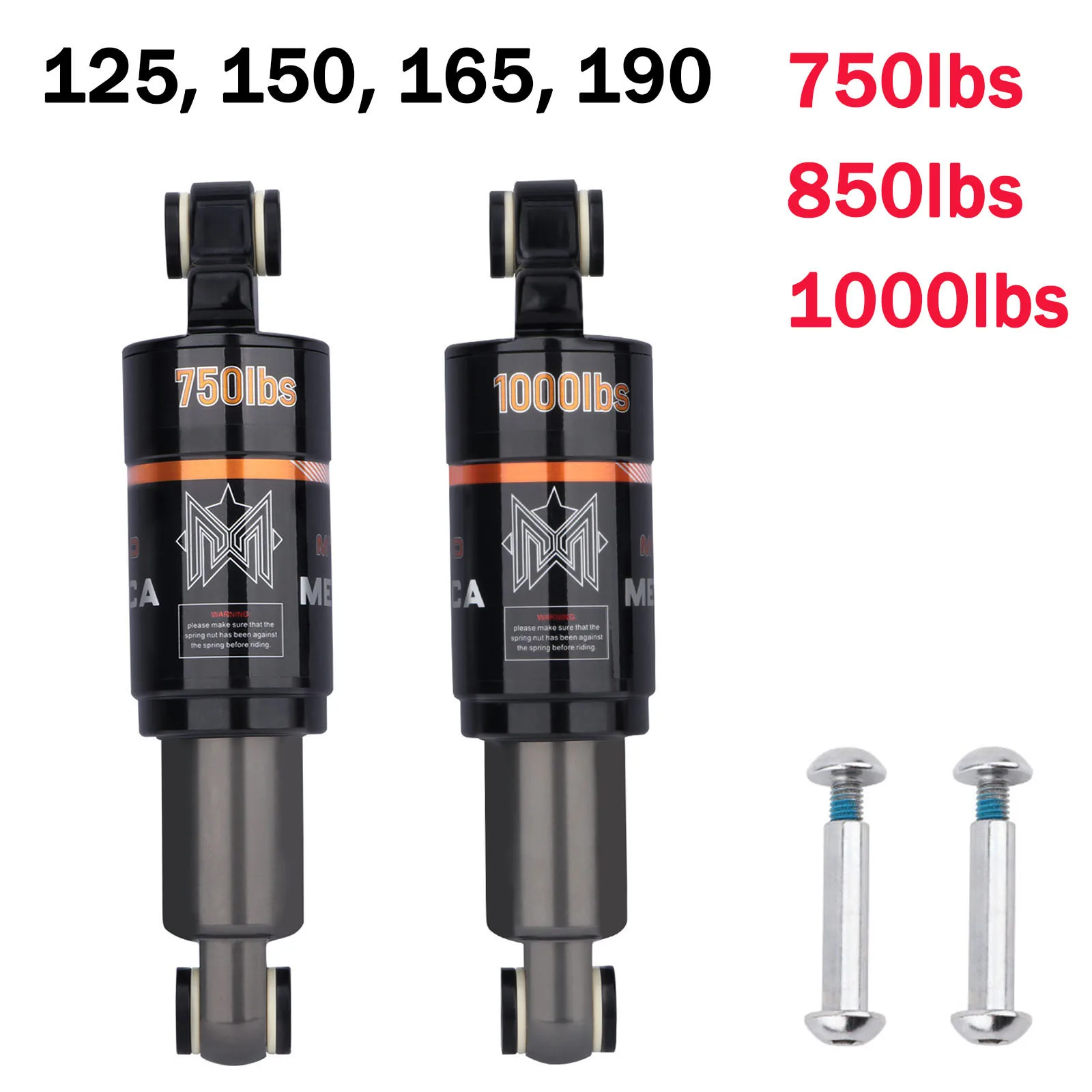 MEROCA Bicycle Rear Shock Absorber 125/150/165/190mm Oil Spring Shock Absorber for Scooter Shock Absorber Mountain Bike