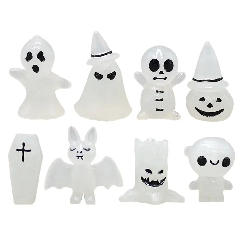 Mini figurine Shoous Glow in Dark, Halloween Glowing, Spooky Pumpkin Modules, Seton mesurost Micro, Cute Decoration, 4Pcs, Set
