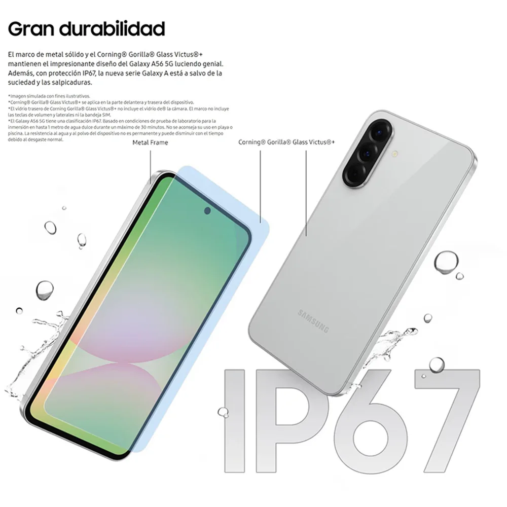 Samsung Galaxy A56 5G Teléfonos inteligentes Octa-Núcleo 6.7 pulg 120Hz 50MP Cámara IP67 7