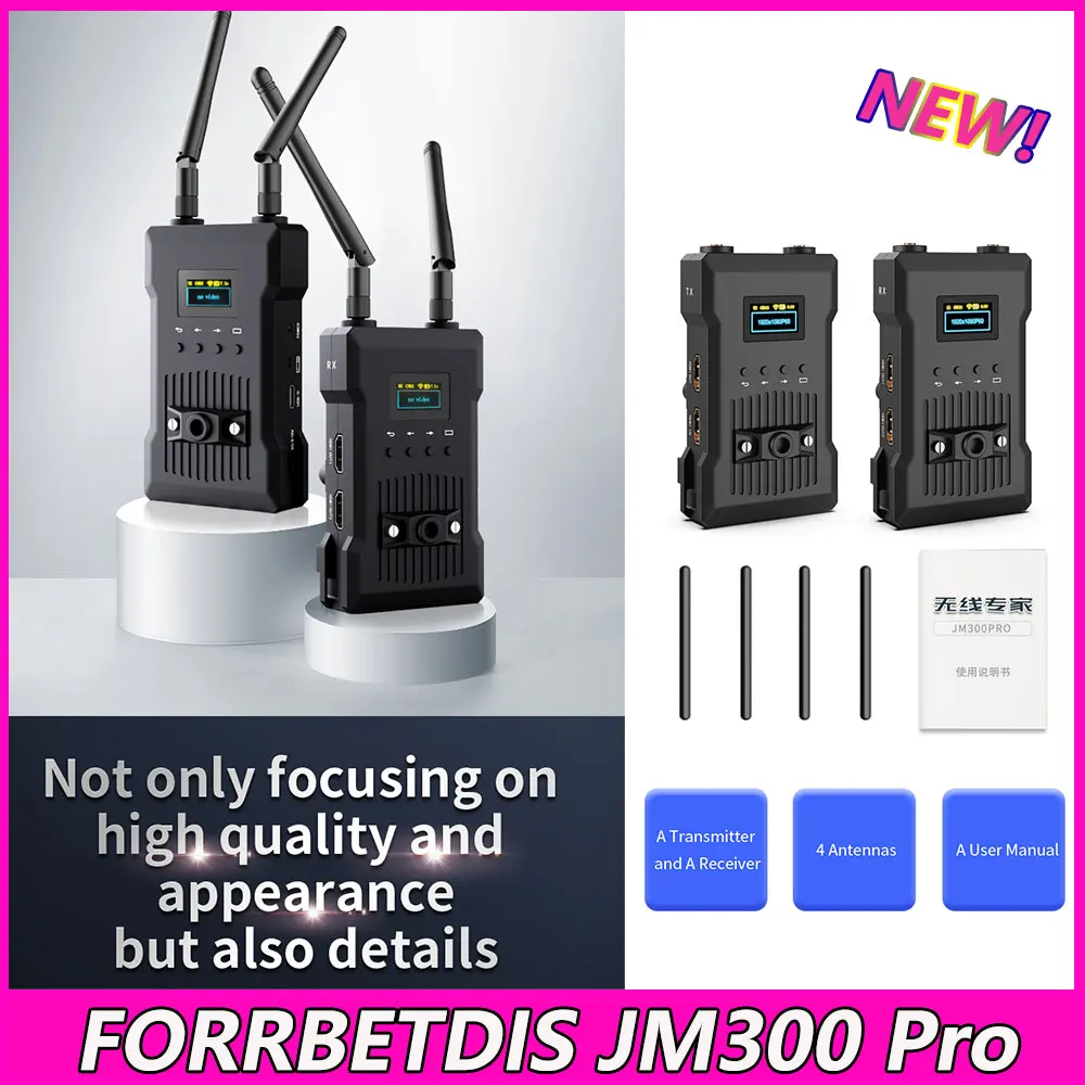 FORRBETDIS JM300 Pro 4K Mini Wireless Video Transmission System Mini UHD 1080P&4K HDMI-compatible Image Transmitter Receiver New