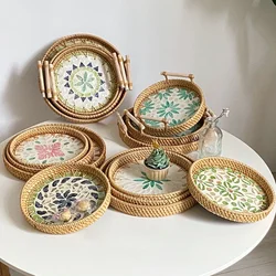 Trays to Serve Food Trays for Serving Snack Tray Afternoon Tea Tray Plates Dessert Rattan Fruit Dry Dish Sweets Plate Cake Home