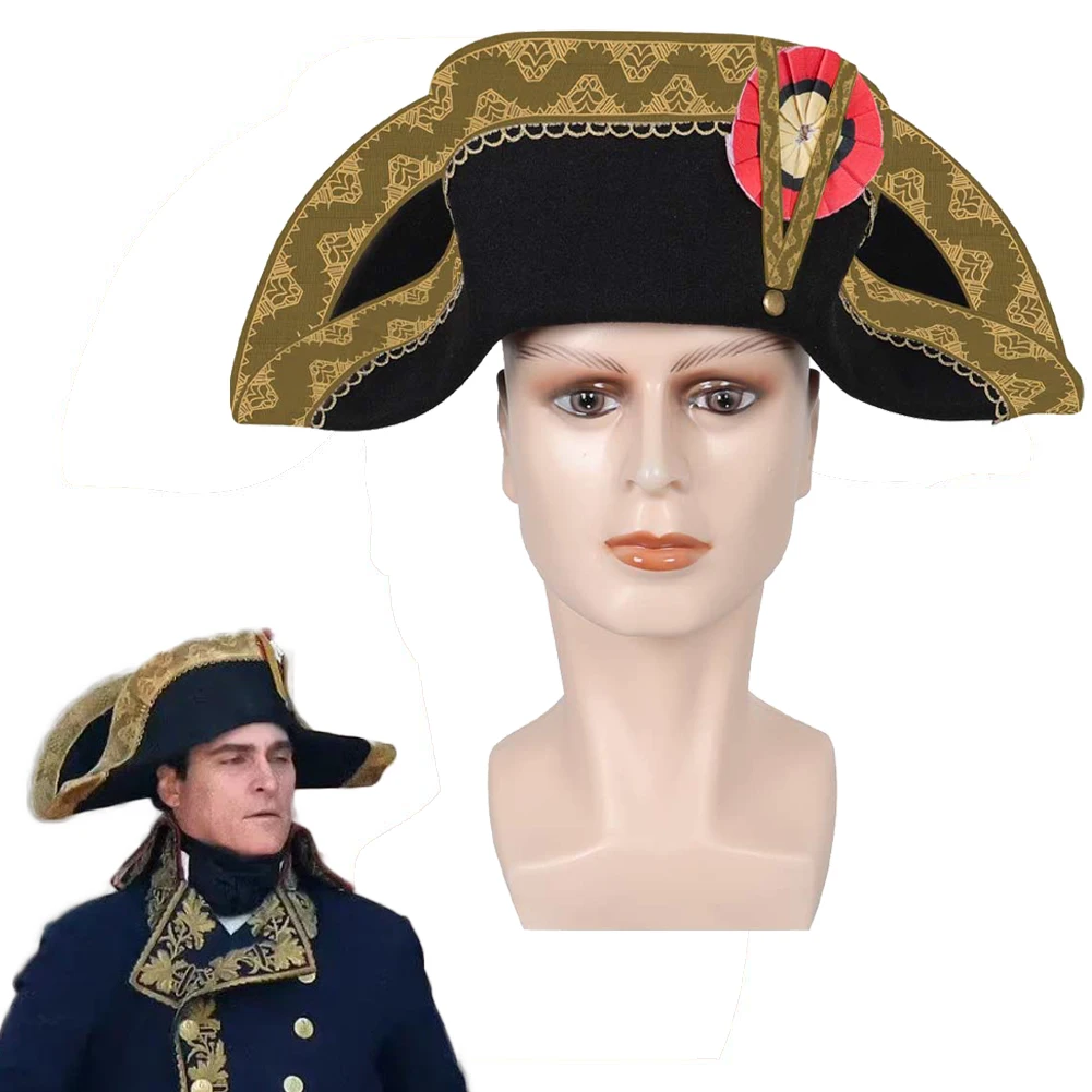 Adult President Bicorn Hat French Captains Cap Napoleon Fantasy Cosplay Costume Accessory Halloween Roleplay Fantasia Props Gift